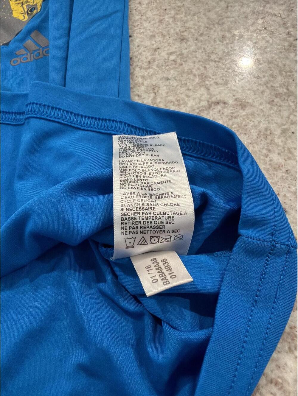 Adidas Boys Large Blue Graphic T-Shirt - Picture 4 of 8